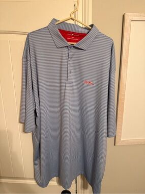 Horn Legend Blue Striped Ole Miss Polo
